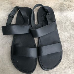 Jerusalem Sandals Golan Leather Black Sandals. Size 44.